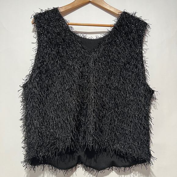 Anthropologie x Current Air Textured Sparkle Shimmer Top Black Size XL NWT - Picture 5 of 7